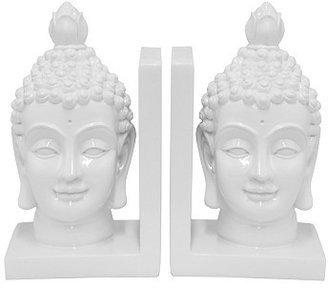 Pair of Buddha Bookends, White