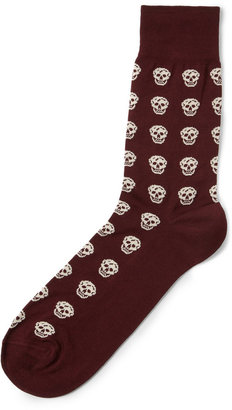 Alexander McQueen Skull-Patterned Cotton-Blend Socks