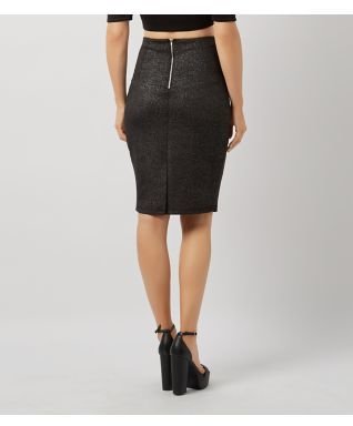 New Look Lost Society Black Foil Pencil Skirt