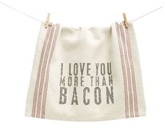 PRIMITIVES BY KATHY 'I Love You More than Bacon' Tea Towel