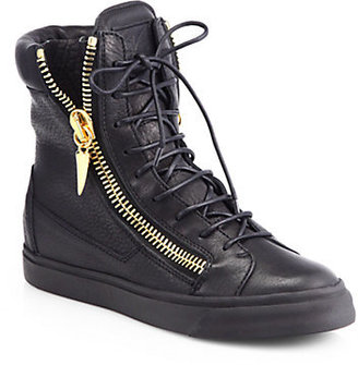 Giuseppe Zanotti Leather High-Top Wedge Sneakers