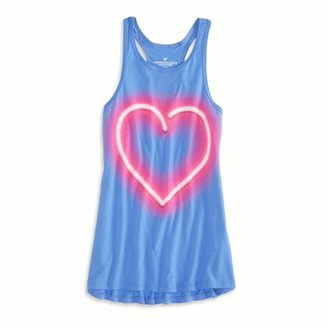 American Eagle Factory Neon Heart Graphic Tank