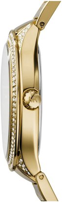 Michael Kors Mid-Size Golden Stainless Steel Kerry Three-Hand Glitz Watch