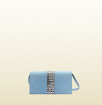 Gucci Broadway Suede Evening Clutch With Crystal Detail