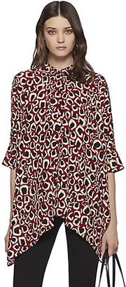 Gucci Mini Leopard Print Silk Cape Shirt
