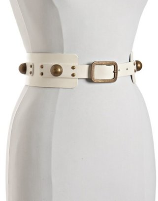 Diane von Furstenberg white leather 'Deliah' studded belt