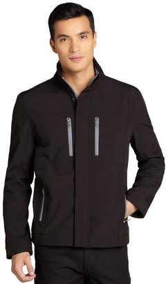 Kenneth Cole Reaction black water resistant fleece lined shell zip front jacket