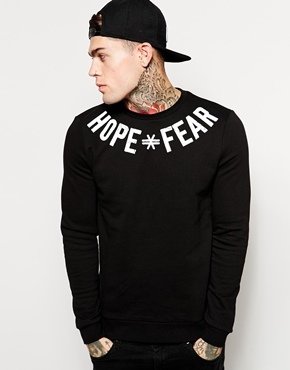 ASOS Sweatshirt With Hope Fear Print - black