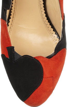 Charlotte Olympia Lady Luck suede wedge pumps