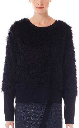 Derek Lam 10 Crosby Mohair Fur Combo Sweater