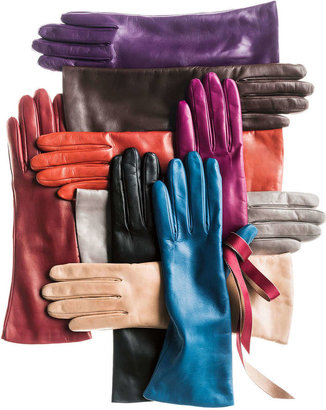 Portolano Cashmere-Lined Leather Gloves, Red