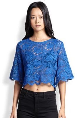 Alexis Sicily Sheer Lace Cropped Top
