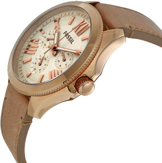 Fossil Cecile Multi-Function White Dial Beige Leather Ladies Watch AM4532
