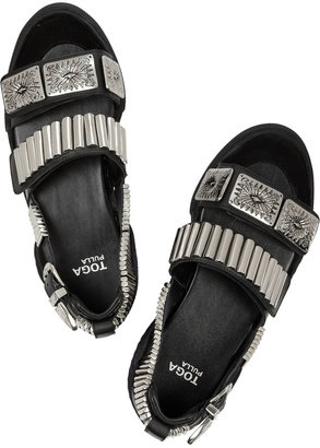 Toga Embellished leather and suede sandals
