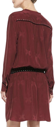 Zadig & Voltaire Ruby Long-Sleeve Tie-Waist Jacquard Dress