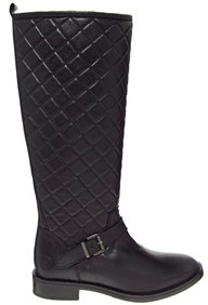 Bronx Knee High Quilted Flat Boots - Black