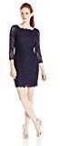 Adrianna Papell Women's Petite Long Sleeved Lace Dress