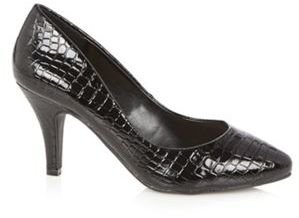 The Collection Black patent mock croc high court shoes