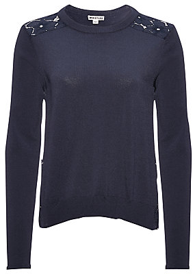 Whistles Lace Back Jumper, Navy