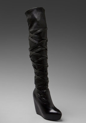 Elizabeth and James Stare Wedge Over The Knee Boot