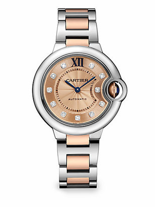 Cartier Ballon Bleu de Diamond, Stainless Steel & 18K Rose Gold Bracelet Watch