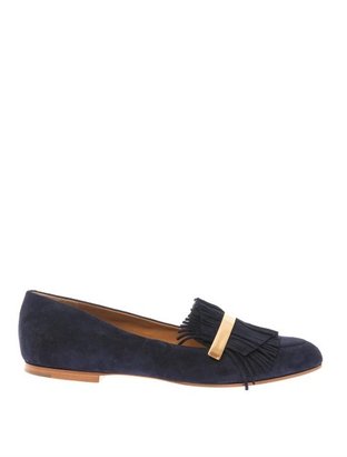 CHLO? Fringed suede loafers