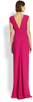 Reed Krakoff Ruched Leather-Accent Gown