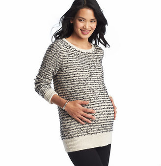 LOFT Maternity Paper Dot Striped Cotton Linen Sweater