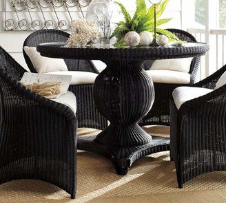 Pottery Barn Palmetto All-Weather Wicker Round Pedestal Dining Table - Black