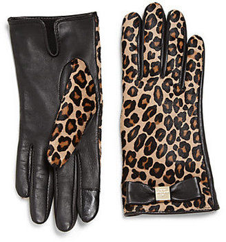 Kate Spade Cheetah Print Calf Hair & Leather Gloves