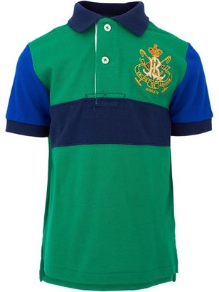 Ralph Lauren Green SS Polo With Navy Chest Stripe
