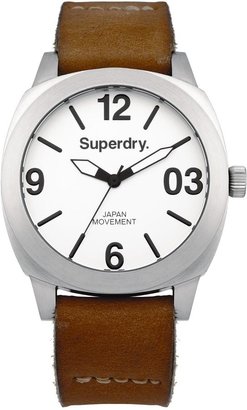 Superdry Thor Midi White Dial and Brown Leather Strap Ladies Watch