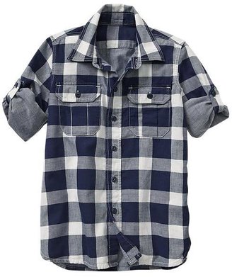 Gap Convertible checker double-weave shirt