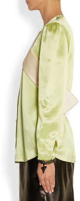 Givenchy Silk-satin Blouse With Contrast Bands - Mint