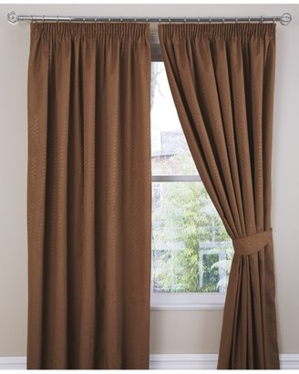 New England Pleated Curtains With Tie-Backs - Chocolate