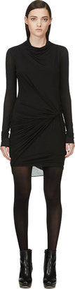 Helmut Lang Black Draped Jersey Slack Dress