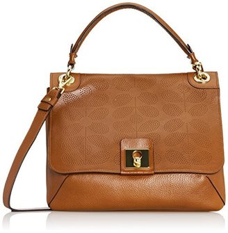 Orla Kiely Sixties Stem Punched Leather Ivy Bag