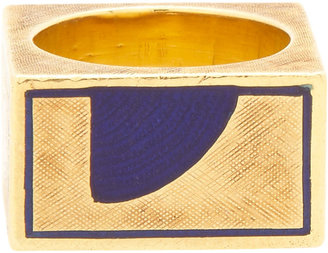 Mahnaz Ispahani Vintage Enameled Gold "LOVE" Ring