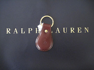Polo Ralph Lauren Tan Saddle Leather Polo Pony FOB Key Chain Keychain NWT
