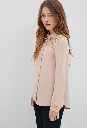 Forever 21 Floral Lace-Paneled Top