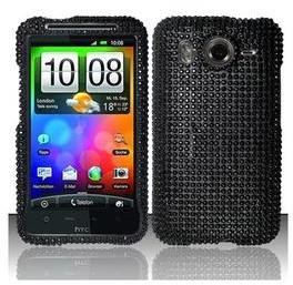 HTC Titan Mobile Black Bling Gem Jeweled Crystal Cover Case for Inspire 4