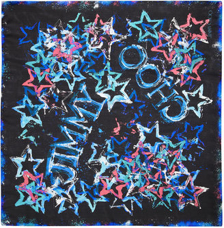 Jimmy Choo Scarf Blue and Black Foulard Scarf with Stars