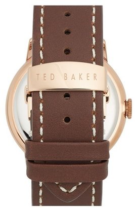 Ted Baker Round Leather Strap Watch, 42mm