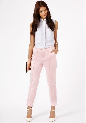 Missguided Tazia Seam Cigarette Trousers In Baby Pink