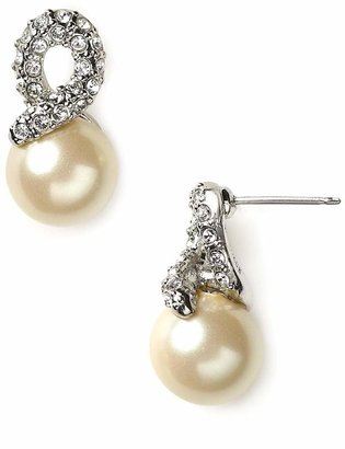 Carolee Elegant Bride Pearl and Pave Earrings