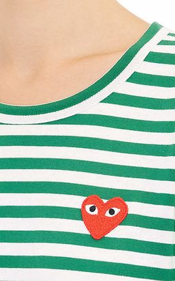 Comme des Garcons PLAY Women's Heart Striped Cotton T-Shirt - Green, White