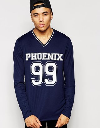 ASOS Skater Long Sleeve T-Shirt With Pheonix Print In Mesh Fabric - Blue