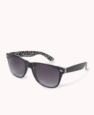 Forever 21 F9607 Leopard-Lined Wayfarer Sunglasses