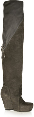 Rick Owens Stag suede and leather over-the-knee boots