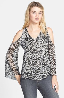 Jessica Simpson 'Rosey' Cold Shoulder Leopard Print Blouse
